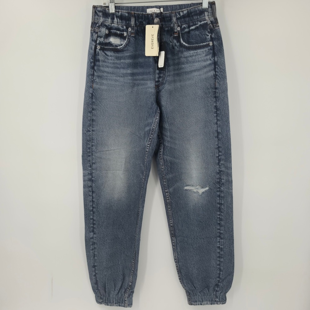 Rag & Bone Miramar Jogger Lynn Blue Faux Denim Print Pants Size M WCW23F70008200